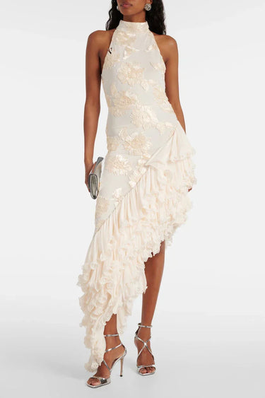 Floral-AppliquΓ© Maxi Dress