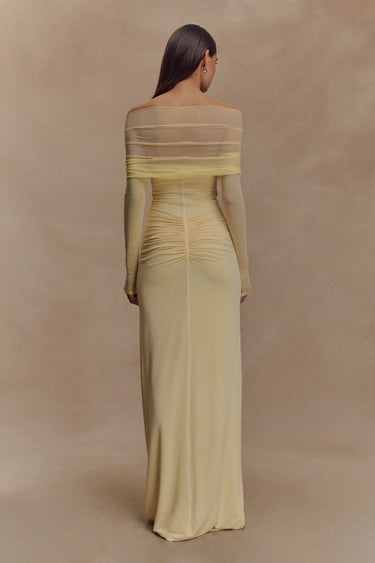 Slinky And Mesh Maxi Dress