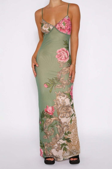 Patti Printed Bodycon Slip Maxi Dress