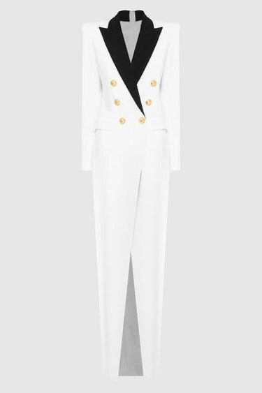 Silas Colorblock Tuxedo Maxi Blazer Dress